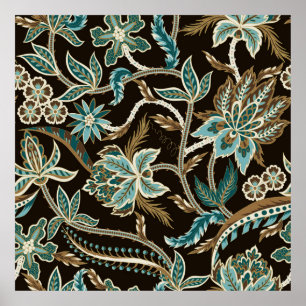 Póster Seamless pattern with ethnic Japanese ornament ele