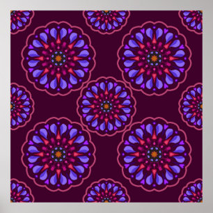 Póster Seamless pattern with ethnic mandala art ornament.