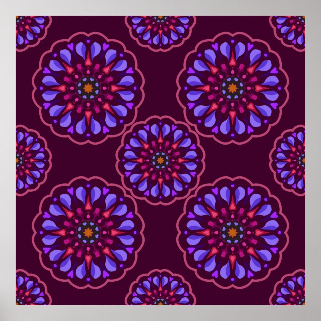 Póster Seamless pattern with ethnic mandala art ornament. (Frente)