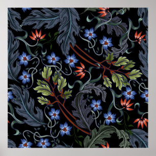Póster Seamless pattern with flowers in art deco style. M