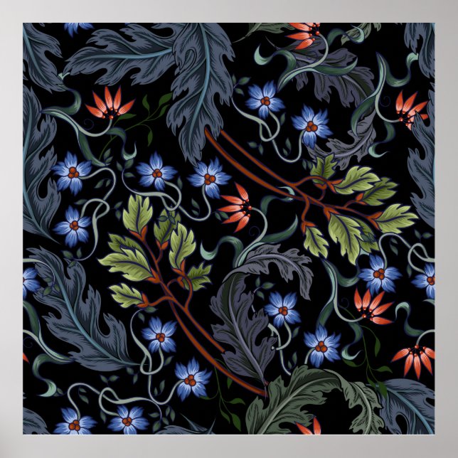 Póster Seamless pattern with flowers in art deco style. M (Frente)