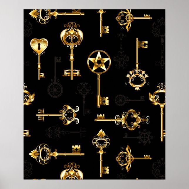 Póster Seamless Pattern with Golden Keys (Frente)