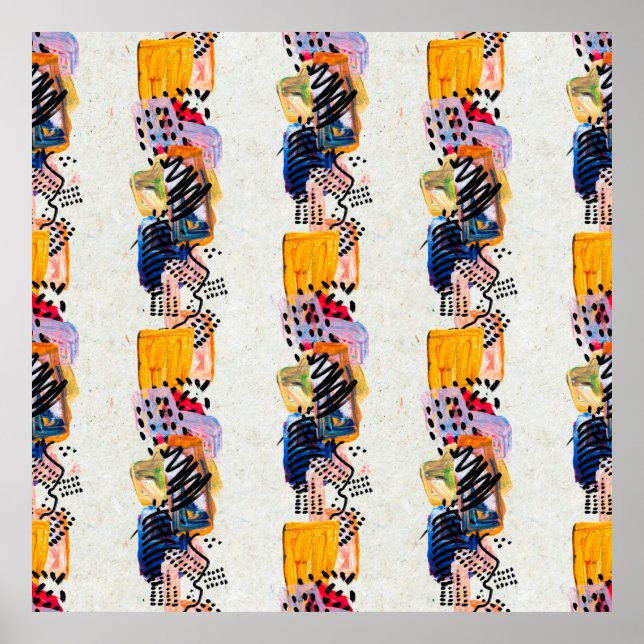Póster Seamless pattern with hand drawn paint strokes. Ar (Frente)