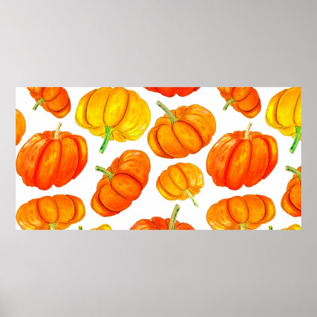 Póster Seamless pattern with handdrawn watercolor orange  (Frente)