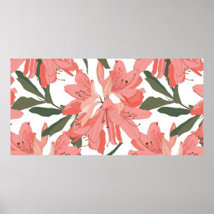 Póster Seamless pattern with Oleander flower. Floral comp