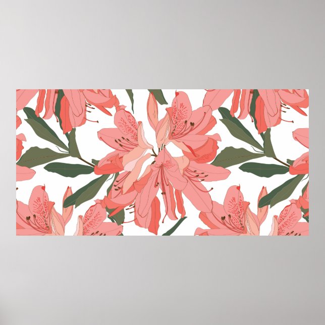 Póster Seamless pattern with Oleander flower. Floral comp (Frente)