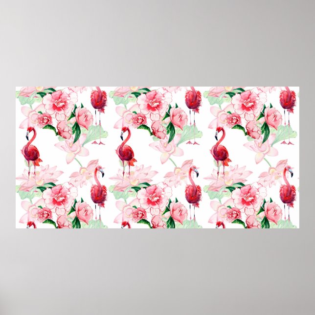 Póster Seamless pattern with pink flamingo (Frente)