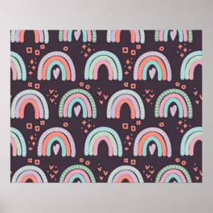Póster  seamless pattern with rainbows and raindrops clip