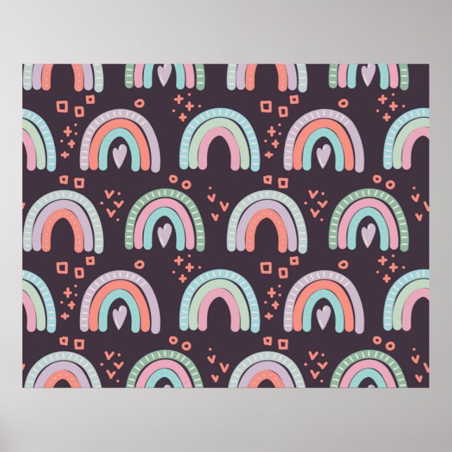 Póster  seamless pattern with rainbows and raindrops clip (Frente)