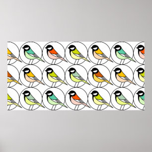 Póster Seamless pattern with tit-mouses