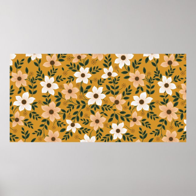Póster seamless traditional flower pattern on muster (Frente)