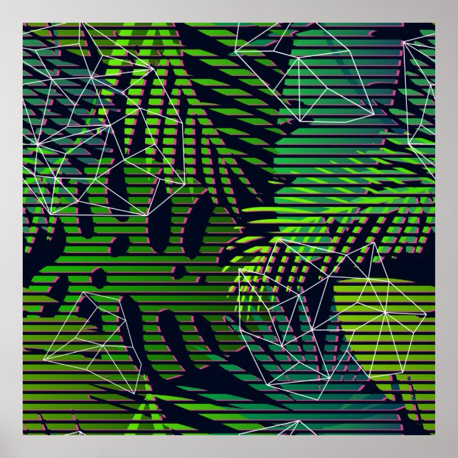 Póster Seamless tropical pattern with tropical plants. Ha (Frente)