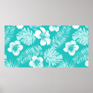 Póster Seamless vintage pattern with leaves of tropical p