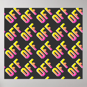 Póster Seamless vintage pixel off signs pattern. Outline 