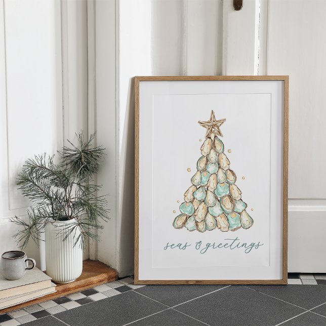 Póster "Seas & Greetings" Casa de Playa Navidad Ostra (Subido por el creador)