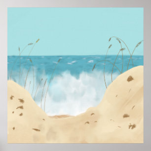 Póster Seascape Dune Blue Green Ocean Digital Art