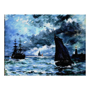 Póster Seascape, efecto nocturno