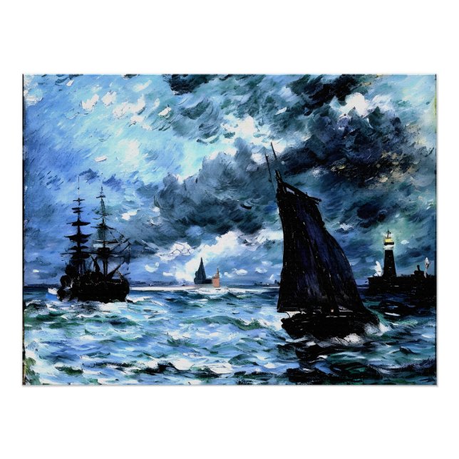 Póster Seascape, efecto nocturno (Anverso)