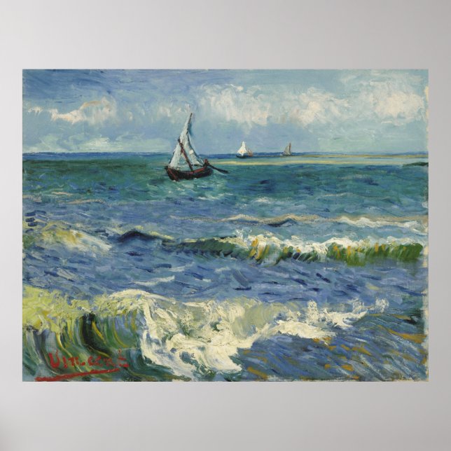 Póster Seascape Les Saintes-Maries-de-la-Mer de Van Gogh (Frente)