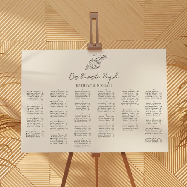 Póster Seashell Beach Ocean Boda asientos alfabéticos (Subido por el creador)