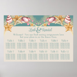 Póster Seashells Wedding Seating Chart
