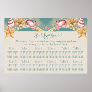 Póster Seashells Wedding Seating Chart