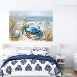 Póster Seaside Blue Crab Beach Wall Art Print | Poster