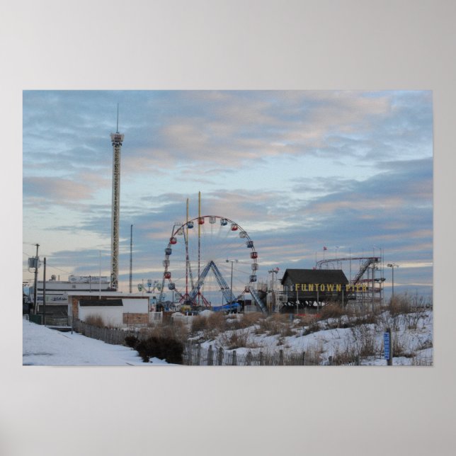 Póster Seaside Heights Funtown muelle Sunrise (Frente)
