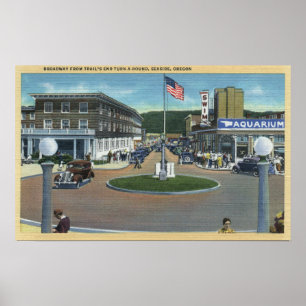 Póster Seaside, Oregon - Broadway from Trail's End