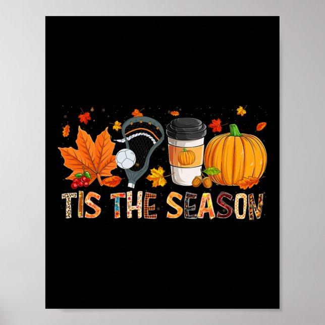 Póster Season Leopard Pumpkin Lacrosse Halloween Fall Lea (Frente)
