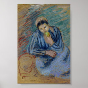 Póster Seated Peasant Woman Crunching an Apple