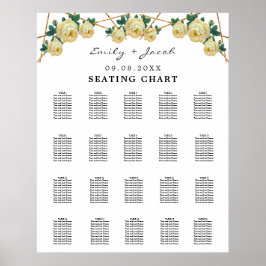 Póster Seating Chart Gold Geometric Yellow Floral Wed 200