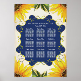 Póster SEATING CHART, Sunflower & Navy Blue