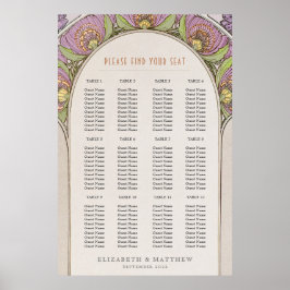 Póster Seating Chart Vintage Wedding Art Nouveau Foam Boa