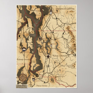 Póster Seattle Area Map