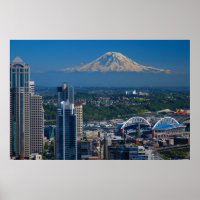 Seattle con la fotografía del Monte Rainier
