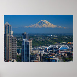 Póster Seattle con la fotografía del Monte Rainier