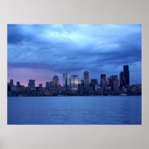 Póster Seattle debajo de las nubes