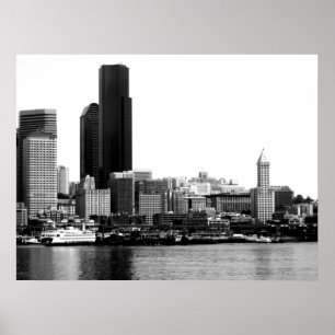 Póster Seattle en B&W