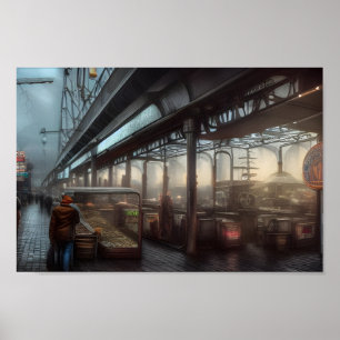 Póster Seattle Fish Market Digital Art