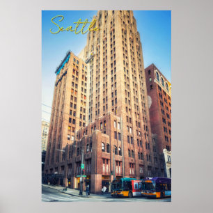 Póster Seattle Icónica Vista de la ciudad del edificio de