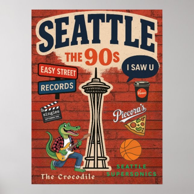 Póster Seattle los 90 (Frente)