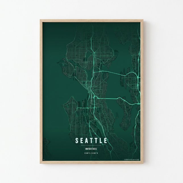 Póster Seattle Map Print Washington City Wall Art Gift (Subido por el creador)