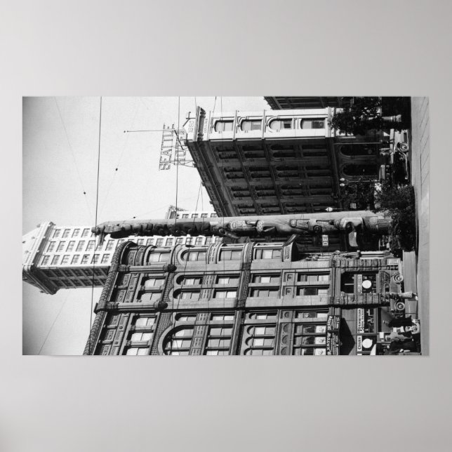 Póster Seattle, un tótem indio en la plaza del Pionero (Frente)