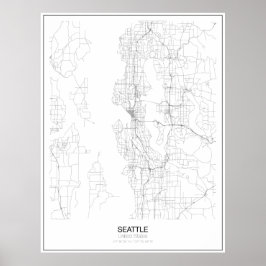 Póster Seattle, United States Minimalist Map Poster