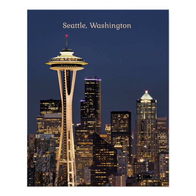 Póster Seattle, vista panorámica de Washington (Anverso)
