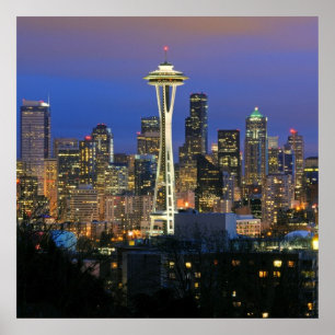 Póster Seattle visto desde Kerry Park en Queen Anne