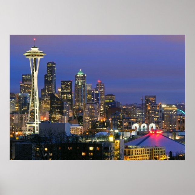 Póster Seattle visto desde Kerry Park en Queen Anne (Frente)