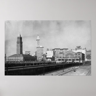 Póster Seattle, WA - Centro de Ferrocarriles de Seattle y