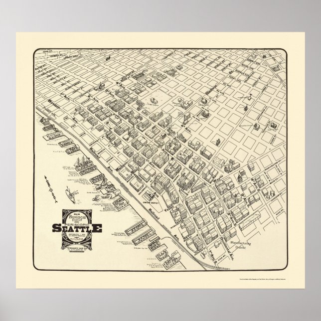Póster Seattle, WA Panoramic Map - 1903 (Frente)